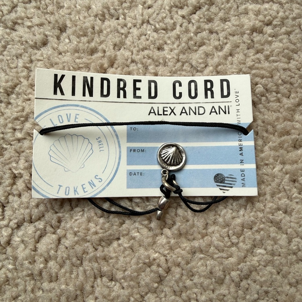 Alex and Ani Black Cord Bracelet with Silver Charm